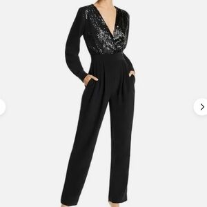 Lini Stella Sequined Embellished Long sleeve Jumpsuit in Black size S NIB